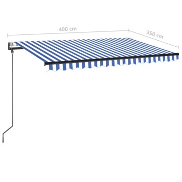 vidaXL Τέντα Συρόμενη Αυτόματη Μπλε / Λευκό 400 x 350 εκ.