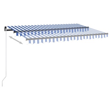 vidaXL Τέντα Συρόμενη Χειροκίνητη με LED Μπλε / Λευκό 450 x 350 εκ.