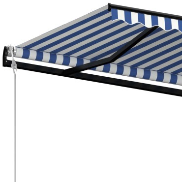 vidaXL Τέντα Συρόμενη Αυτόματη Μπλε / Λευκό 450 x 350 εκ.