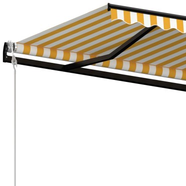 vidaXL Τέντα Συρόμενη Αυτόματη Κίτρινο / Λευκό 450 x 350 εκ.