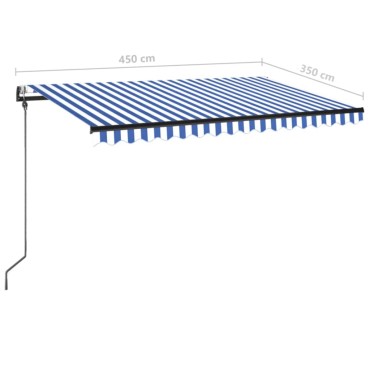 vidaXL Τέντα Αυτόματη με LED & Αισθ. Ανέμου Μπλε/Λευκό 450 x 350 εκ.