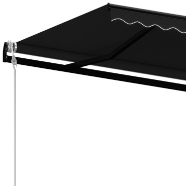 vidaXL Τέντα Αυτόματη με LED & Αισθητήρα Ανέμου Ανθρακί 450 x 350 εκ.