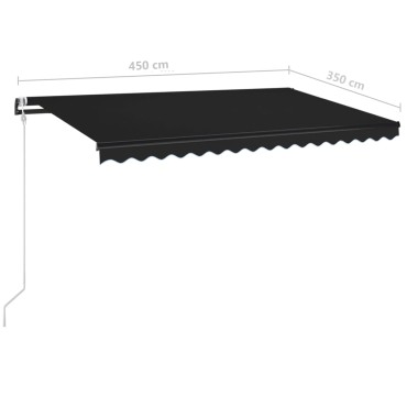 vidaXL Τέντα Αυτόματη με LED & Αισθητήρα Ανέμου Ανθρακί 450 x 350 εκ.