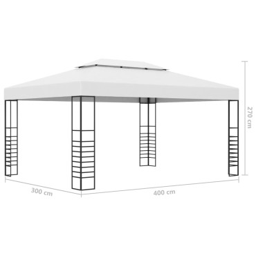 vidaXL Κιόσκι με Φωτάκια LED Λευκό 4 x 3 x 2,7 μ.