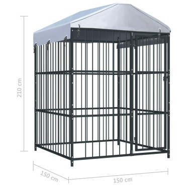 vidaXL Κλουβί Σκύλου Εξωτερικού Χώρου 150 x 150 x 210 εκ. με Στέγαστρο