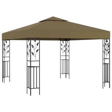 vidaXL Κιόσκι με Φωτάκια LED Taupe 3 x 3 μ.