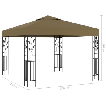 vidaXL Κιόσκι με Φωτάκια LED Taupe 3 x 3 μ.