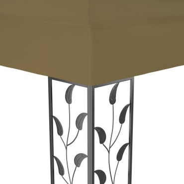 vidaXL Κιόσκι με Διπλή Οροφή και Φωτάκια LED Taupe 3 x 4 μ.