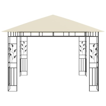 vidaXL Κιόσκι με Σήτα και Φωτάκια LED Κρεμ 3 x 3 x 2,73 μ.