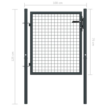 vidaXL Πόρτα Περίφραξης με Πλέγμα Γκρι 100 x 125 εκ. Γαλβαν. Χάλυβας