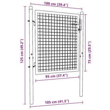 vidaXL Πόρτα Περίφραξης με Πλέγμα Γκρι 100 x 125 εκ. Γαλβαν. Χάλυβας
