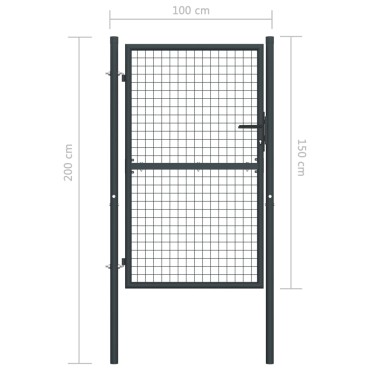 vidaXL Πόρτα Περίφραξης με Πλέγμα Γκρι 100 x 200 εκ. Γαλβαν. Χάλυβας