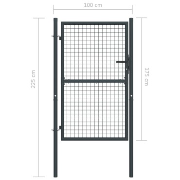 vidaXL Πόρτα Περίφραξης με Πλέγμα Γκρι 100 x 225 εκ. Γαλβαν. Χάλυβας