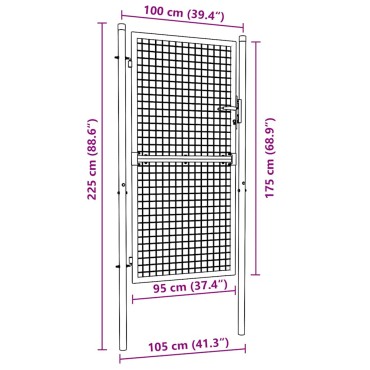 vidaXL Πόρτα Περίφραξης με Πλέγμα Γκρι 100 x 225 εκ. Γαλβαν. Χάλυβας