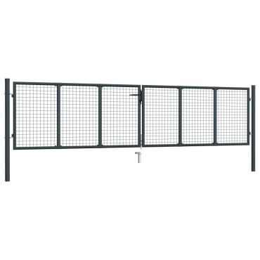 vidaXL Πόρτα Περίφραξης με Πλέγμα Γκρι 400 x 125 εκ. Γαλβαν. Χάλυβας
