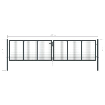 vidaXL Πόρτα Περίφραξης με Πλέγμα Γκρι 400 x 125 εκ. Γαλβαν. Χάλυβας