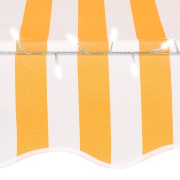 vidaXL Τέντα Συρόμενη Χειροκίνητη με LED Λευκό / Πορτοκαλί 400 εκ.