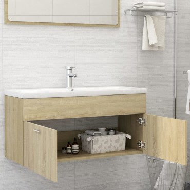 vidaXL Ντουλάπι Μπάνιου με Νιπτήρα Sonoma Δρυς από Επεξεργασμένο Ξύλο 100x38,5x46cm