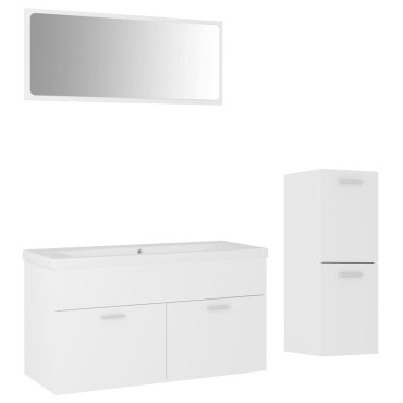 vidaXL Σετ Επίπλων Μπάνιου Λευκό από Επεξ. Ξύλο 90x38,5x46cm