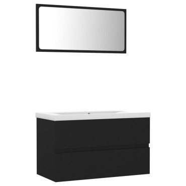 vidaXL Σετ Επίπλων Μπάνιου Μαύρο από Επεξ. Ξύλο 80x38,5x45cm