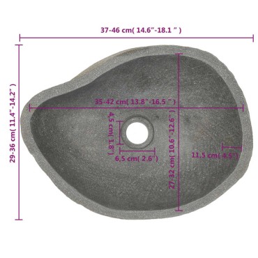 vidaXL Νιπτήρας River Stone Οβάλ 37-46 εκ.