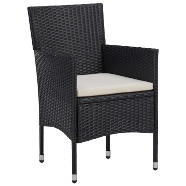 vidaXL Σετ Τραπεζαρίας Κήπου 3 τεμ. Μαύρο 52x57x84cm