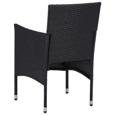 vidaXL Σετ Τραπεζαρίας Κήπου 3 τεμ. Μαύρο 52x57x84cm