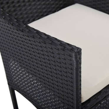 vidaXL Σετ Τραπεζαρίας Κήπου 3 τεμ. Μαύρο 52x57x84cm