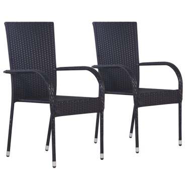 vidaXL Σετ Τραπεζαρίας Κήπου 3 τεμ. Μαύρο 110x53x72cm
