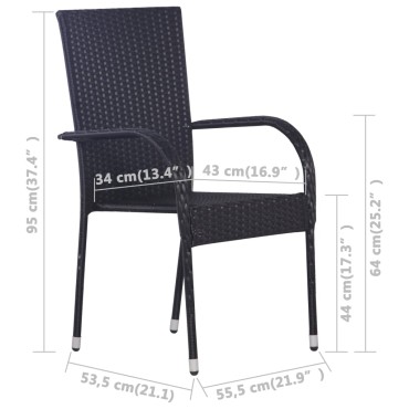 vidaXL Σετ Τραπεζαρίας Κήπου 3 τεμ. Μαύρο 110x53x72cm