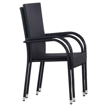vidaXL Σετ Τραπεζαρίας Κήπου 3 τεμ. Μαύρο 110x53x72cm