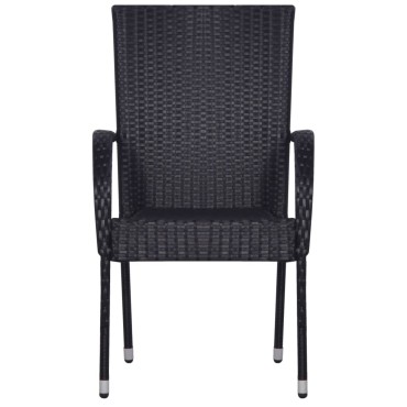 vidaXL Σετ Τραπεζαρίας Κήπου 3 τεμ. Μαύρο 110x53x72cm