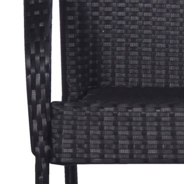 vidaXL Σετ Τραπεζαρίας Κήπου 3 τεμ. Μαύρο 110x53x72cm