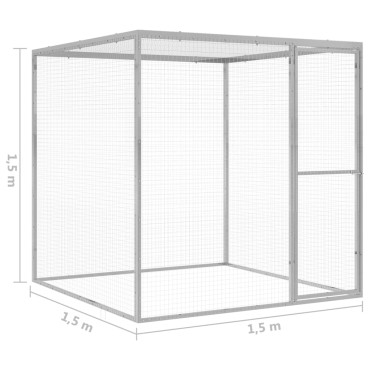 vidaXL Κλουβί Γάτας 1,5 x 1,5 x 1,5 μ. από Γαλβανισμένο Χάλυβα