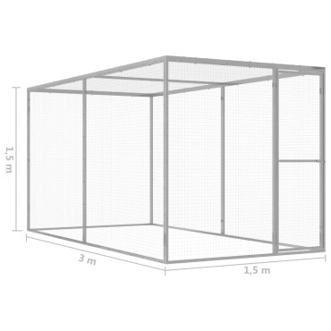 vidaXL Κλουβί Γάτας 3 x 1,5 x 1,5 μ. από Γαλβανισμένο Χάλυβα