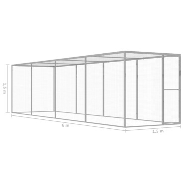 vidaXL Κλουβί Γάτας 6 x 1,5 x 1,5 μ. από Γαλβανισμένο Χάλυβα