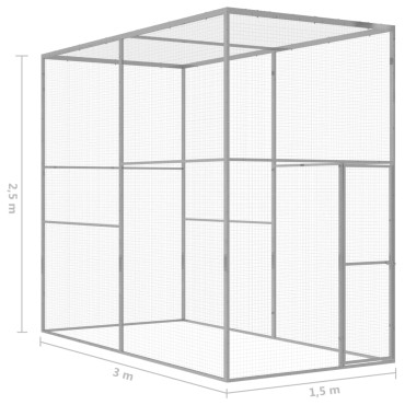 vidaXL Κλουβί Γάτας 3 x 1,5 x 2,5 μ. από Γαλβανισμένο Χάλυβα