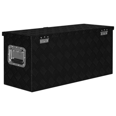 vidaXL Κουτί Αποθήκευσης Μαύρο 80 x 30 x 35 εκ. Αλουμινίου