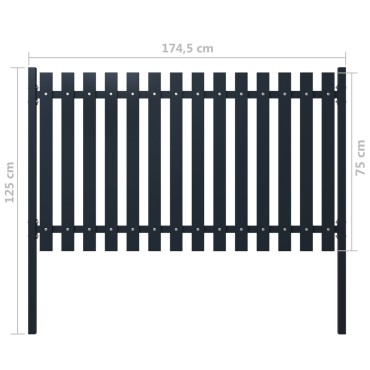 vidaXL Πάνελ Περίφραξης Ανθρακί 174,5x75cm Ατσάλι με Βαφή Πούδρας