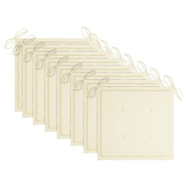 vidaXL Καρέκλες Κήπου 8 τεμ. από Μασίφ Ξύλο Teak με Κρεμ Μαξιλάρια 55x60x89cm