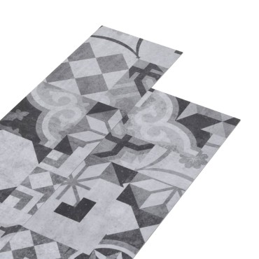 146561 vidaXL PVC Flooring Planks 5,02 m² 2 mm Self-adhesive Grey Pattern