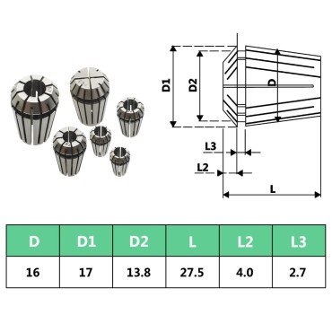 vidaXL Τσιμπίδια Collet Φρέζας Σετ 10 τεμ. ER16