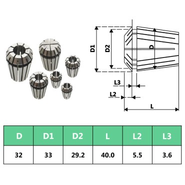 vidaXL Τσιμπίδια Collet Φρέζας Σετ 19 τεμ. ER32