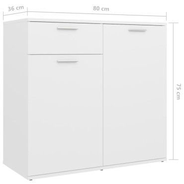 vidaXL Μπουφές Λευκός 160x36x75cm από Επεξ. Ξύλο 1 τεμ.