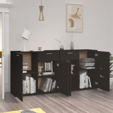 vidaXL Μπουφές Μαύρος 160x36x75cm Επεξ. Ξύλο 1 τεμ.