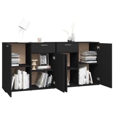 vidaXL Μπουφές Μαύρος 160x36x75cm Επεξ. Ξύλο 1 τεμ.
