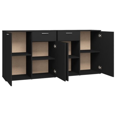 vidaXL Μπουφές Μαύρος 160x36x75cm Επεξ. Ξύλο 1 τεμ.
