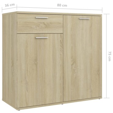 vidaXL Μπουφές Sonoma Δρυς 160x36x75cm από Επεξ. Ξύλο 1 τεμ.