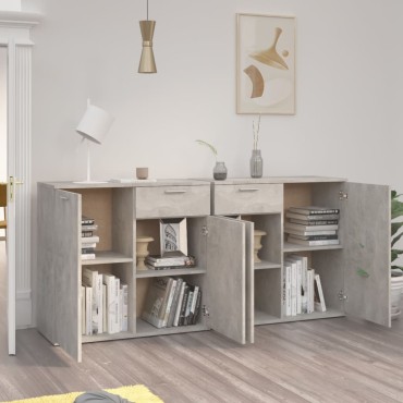 vidaXL Μπουφές Γκρι Σκυροδέματος 160x36x75cm από Επεξ. Ξύλο 1 τεμ.