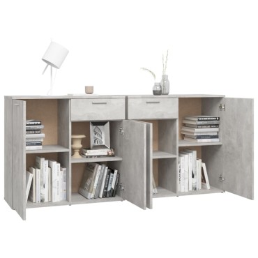 vidaXL Μπουφές Γκρι Σκυροδέματος 160x36x75cm από Επεξ. Ξύλο 1 τεμ.